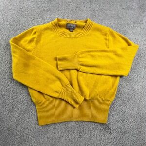 J.Crew 100% Cashmere Cropped Crewneck Sweater Mustard Yellow Small NEW